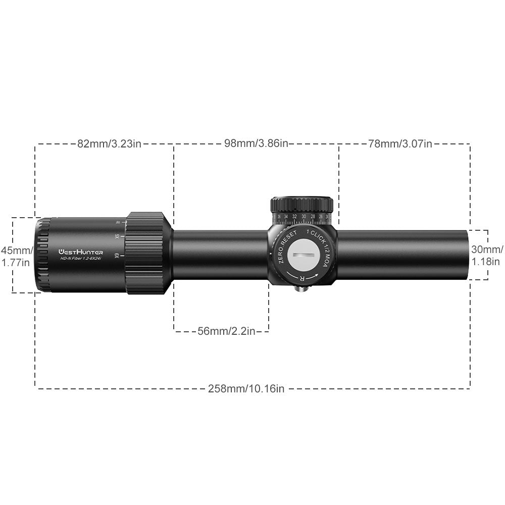 HD-N 1.2-6X24 IR SFP LPVO Scope | Fiber G4 Reticle | Second Focal Plane