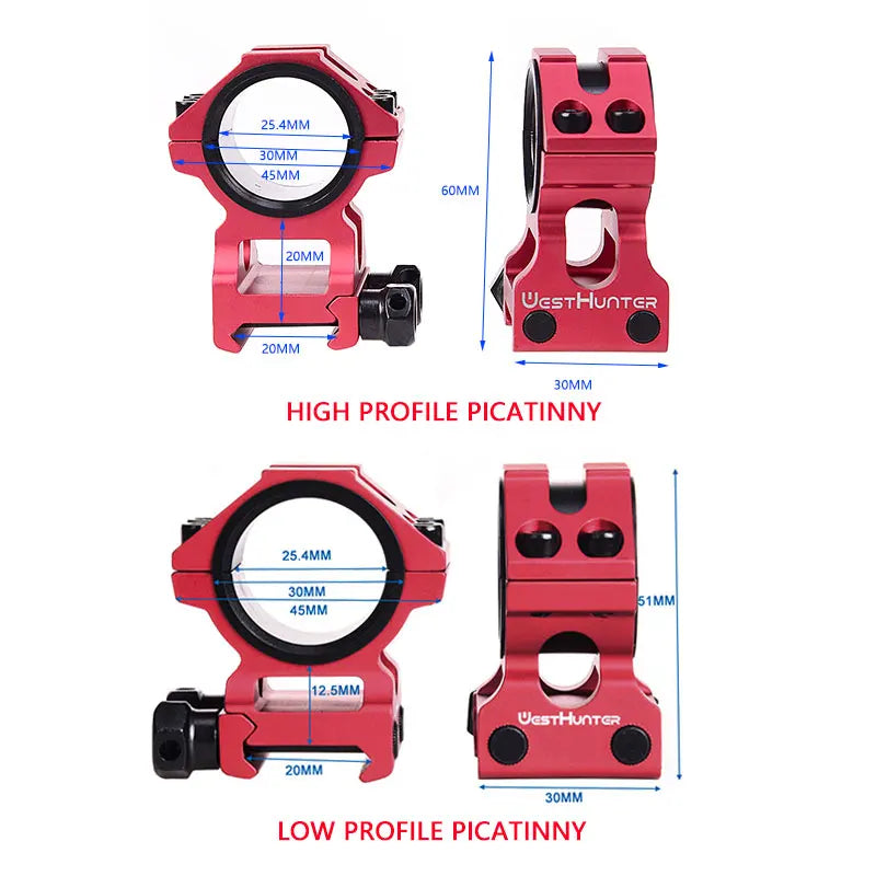 HIGH PROFILE PICATINNY SCOPE RINGS | 30MM 25.4MM