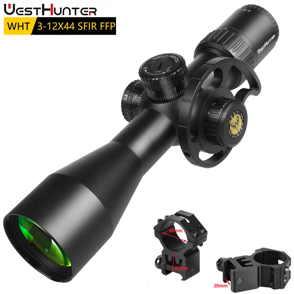 Mira telescópica compacta de primer plano focal WESTHUNTER WHT 3-12X44 SFIR FFP 