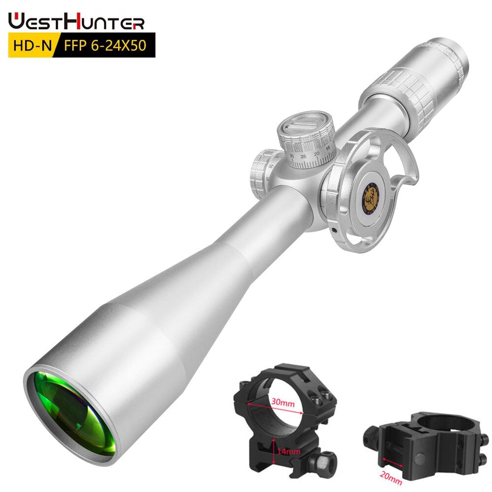 Mira telescópica de primer plano focal Silver WestHunter HD-N 6-24X50 FFP 