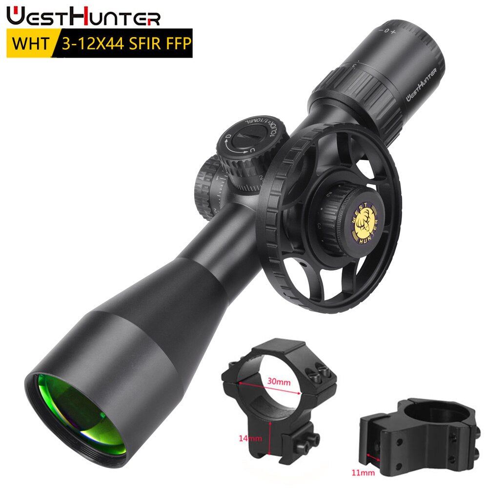 Mira telescópica compacta de primer plano focal WESTHUNTER WHT 3-12X44 SFIR FFP 
