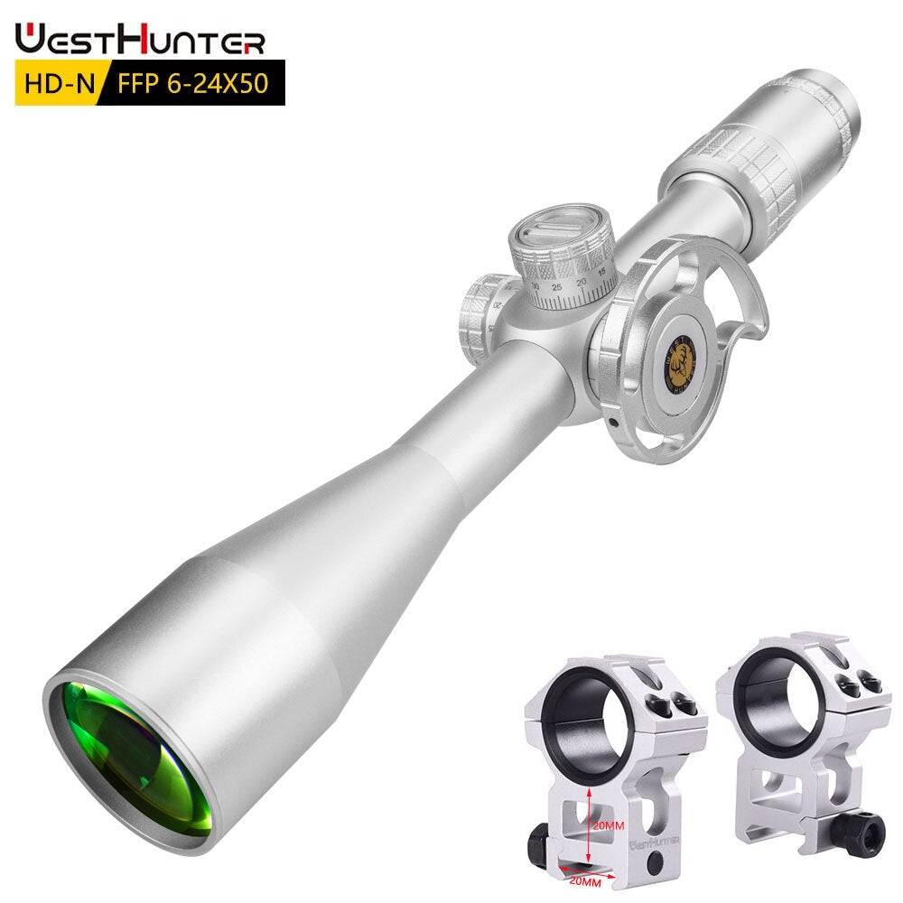 Mira telescópica de primer plano focal Silver WestHunter HD-N 6-24X50 FFP 