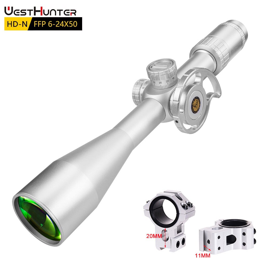 Mira telescópica de primer plano focal Silver WestHunter HD-N 6-24X50 FFP 