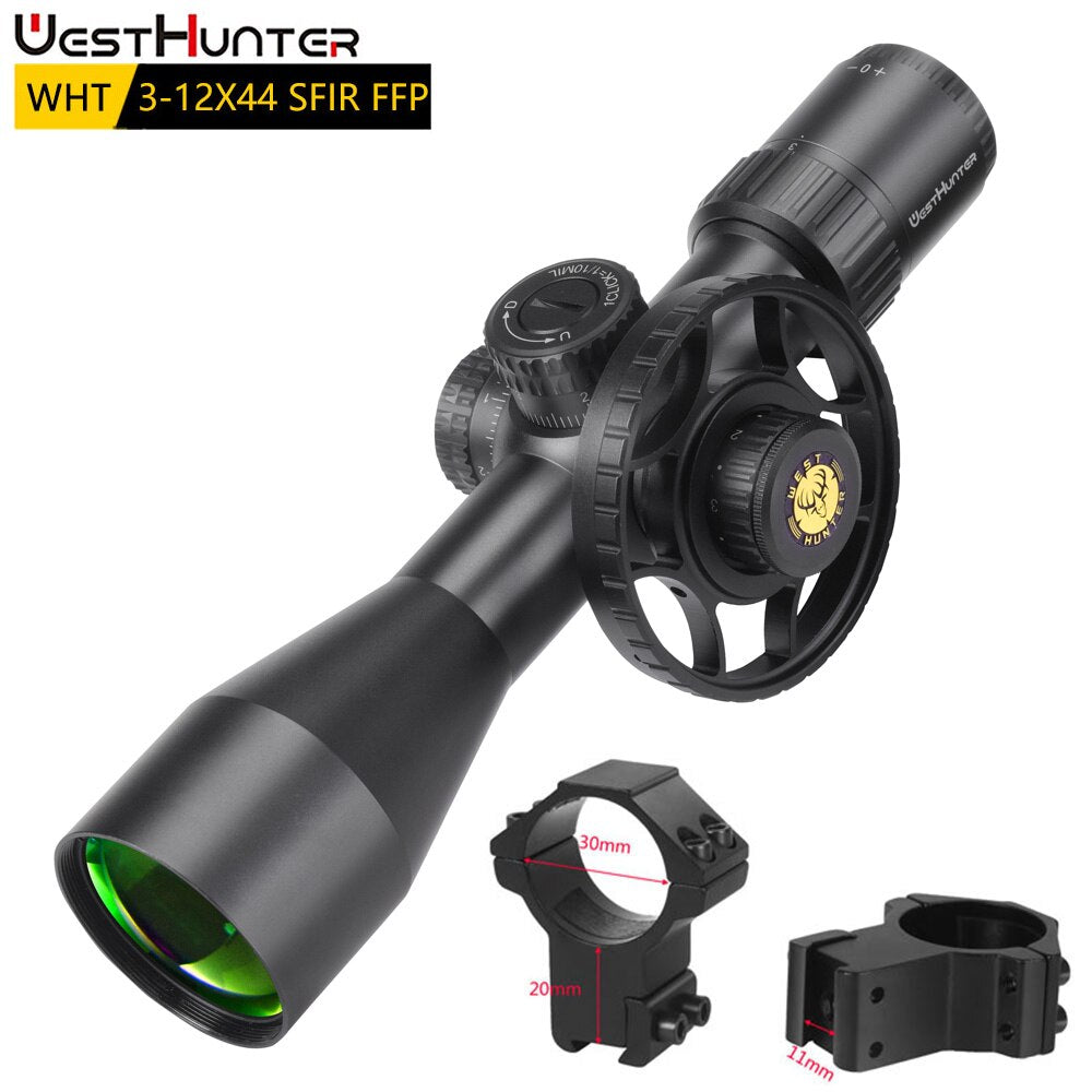 Mira telescópica compacta de primer plano focal WESTHUNTER WHT 3-12X44 SFIR FFP 