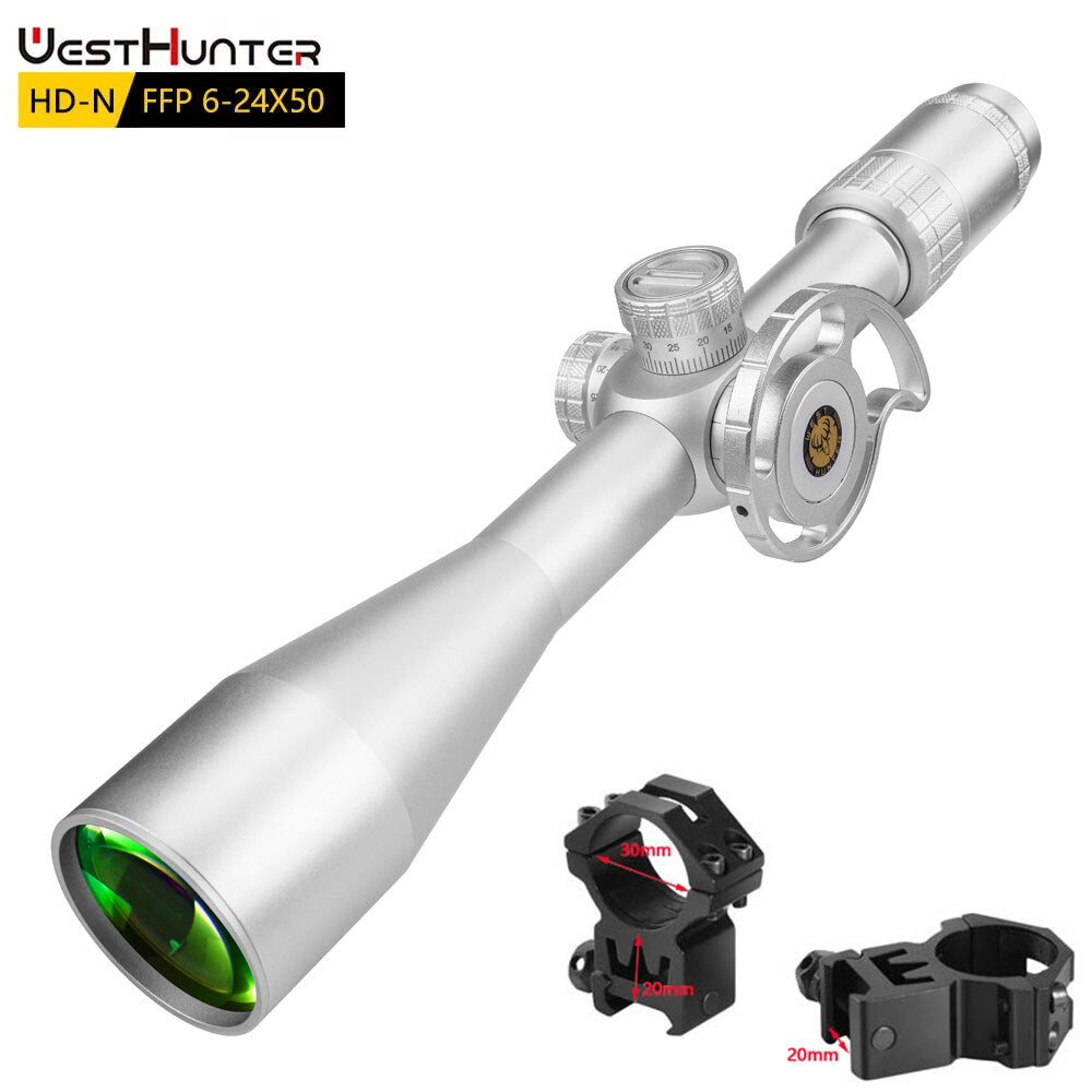 Mira telescópica de primer plano focal Silver WestHunter HD-N 6-24X50 FFP 