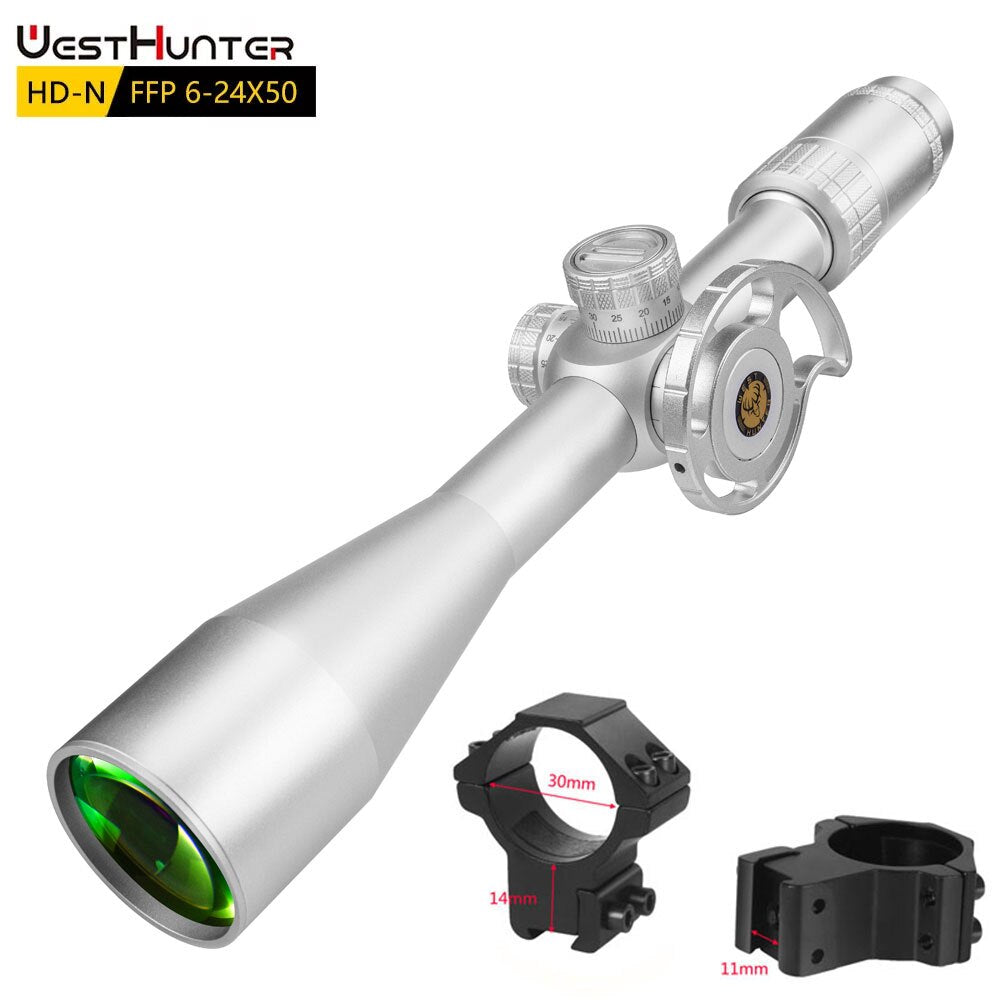 Mira telescópica de primer plano focal Silver WestHunter HD-N 6-24X50 FFP 